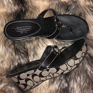 Coach Monogram Wedge Flip Flops